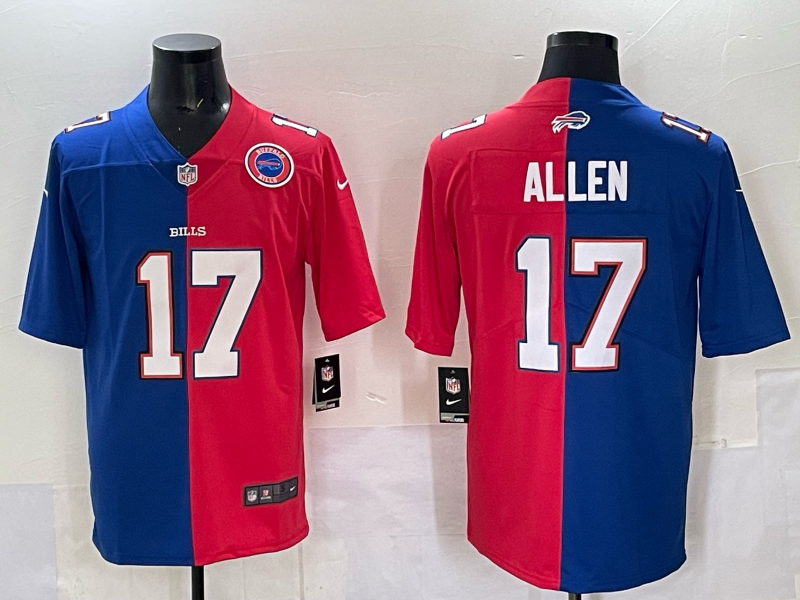 Men Buffalo Bills #17 Allen red blue Nike 2025 Limited NFL Jersey style 002
